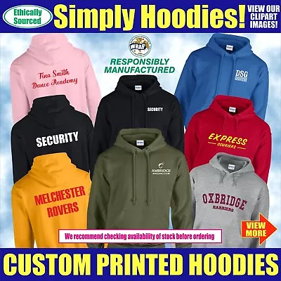 Custom Printed Hoodie Personalised Top Team Uniform Workwear Jumper Unisex • £18.50