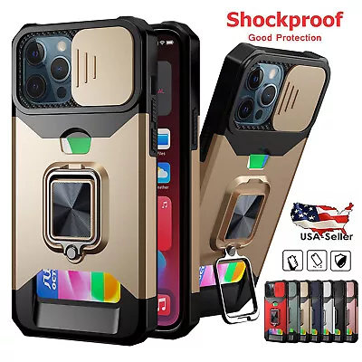 $11.44 • Buy For IPhone 14 Pro Max 13 12 11 XS XR 78 Shockproof Card Holder Stand Wallet Case