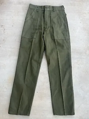 Vintage Military Sateen Pants Fatigues Vietnam Era Olive Drab Green Hayes 32x32 • $40