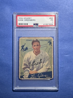 $612 • Buy 1934 Goudey Hank Greenberg #62    PSA 1