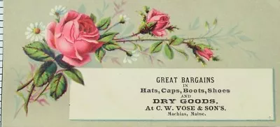 1870's-80's Flowers Great Bargains C.W. Vose & Son's Victorian Trade Card F103 • $9.25