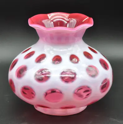 Fenton Glass Vintage 1958-1959 Cranberry Red Opalescent Coin Dot 6” Vase 1440 CR • $49.99