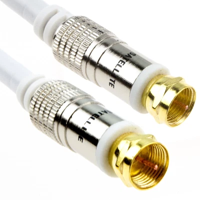 £3.05 • Buy Pure RG6 HD Satellite/Cable TV F Type Screw Plug To Plug Gold 2m WHITE
