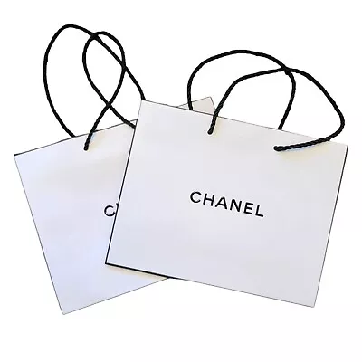 Chanel Shopping Bags Set 2 Lot Black And White Totes Reusable Gift Prop VR619 • £16.06