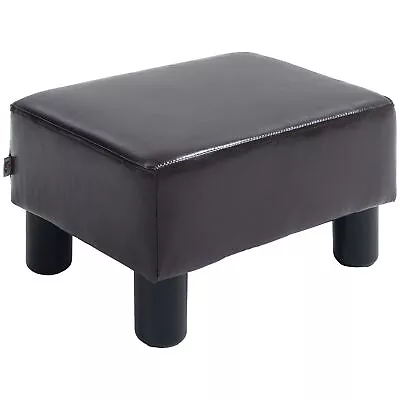 HOMCOM Chic Faux Leather Footstool Ottoman Cube With 4 Plastic Legs Brown • £23.99