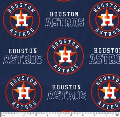 MLB Houston Astros Cotton Fabric Base Ball Team 58  Length By The 1/4 Yard • $3