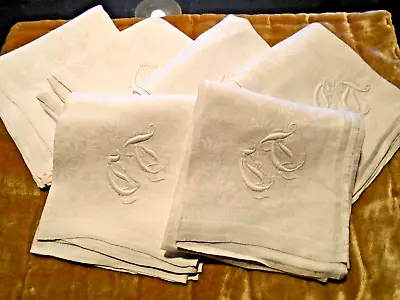 Set Of 6 Linen Damask Napkins - Monogram  Ct • $22