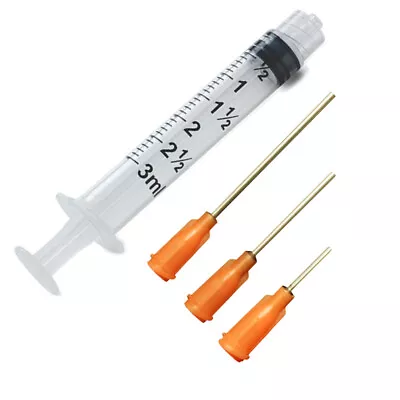 3cc 3ml INDUSTRIAL SYRINGES WITH 15 GA GAUGE BLUNT TIP NEEDLES 10 25 50 100 PC • $12