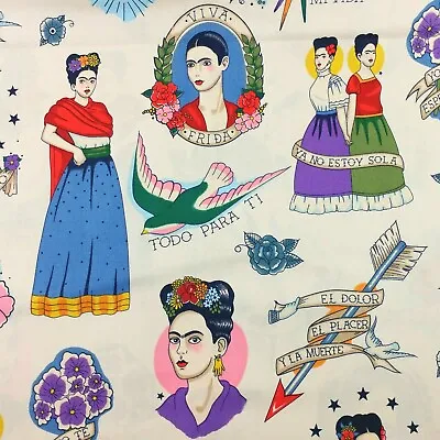 Todo Para Ti Frida Kahlo Fabric Mexican Collage Art Alexander Henry Tea BTY • $11.99