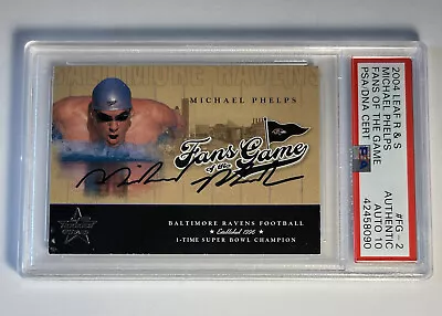 $500 • Buy 2004 Leaf Rookies & Stars Fans Of The Game Signed Michael Phelps RC Card PSA COA