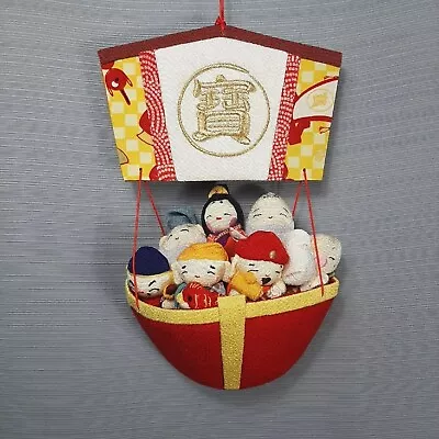 Vintage Japanese 7 Lucky Gods In Treasure Ship Shichifukujin Handmade Plush Silk • $74
