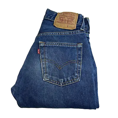 LEVIS 555 Jeans Mens W26 L33 Blue Regular Fit Bootcut Denim Button Vintage Retro • $23.99
