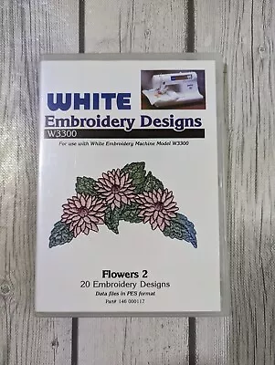 White Machine W3300 Embroidery Card Designs & Case #117 Flowers 2 Pes Format • $20