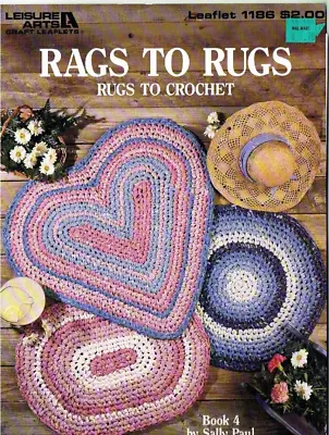 Crochet Pattern Rags To Rugs Rug Patterns Leisure Arts 1988 Vintage • $11.04