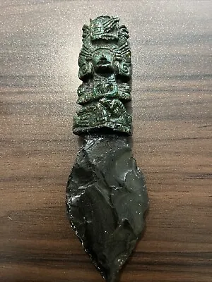 19cm Mexican Aztec Maya Style Obsidian Sacrifice Stone Blade Ritual Knife Mexico • $49.99