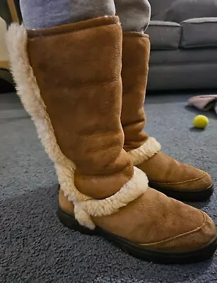 UGG Australia Classic Tall Women's Brown Chestnut Sheepskin Wool Boots Size 7 • $40