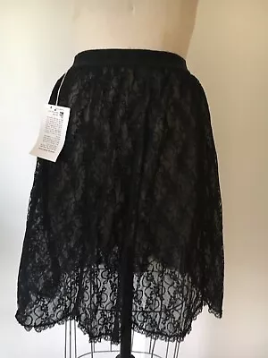 Vtg 60's NWT Jeri Morton Sheer Black Nylon Lace Petticoat Slip Crinoline Size 9 • $19.99