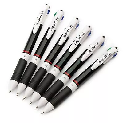 6  X Zebra Z-Quad Four Colour 4 In 1 Retractable Multi Ballpoint Pens - 1.0mm • $23.16