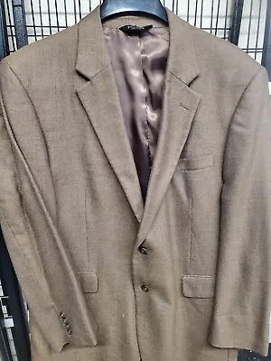 JOS A BANK Sport Coat Mens 46 Khaki Tan Bamboo Hopsack Wool Blazer Jacket 46 R • $74.97