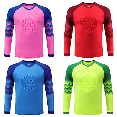 Men's Tee Top Breathable Activewear Goalkeeper T-Shirt Sponge Padded Pullover • £8.82