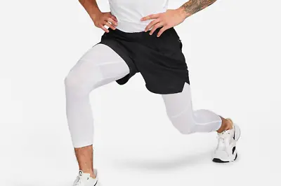 NWT Nike Pro Men's Dri-FIT 3/4-Length Fitness Tights Side Pockets White • $33.99