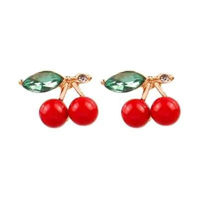 Whimsical Adorable Cherry Pendant Stud Earrings Fun Playful Sweet Fruit Jewelry • $1.99