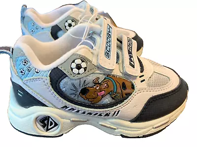 NWT Vintage Little Kids Scooby Doo Sneakers Shoes White Blue Soccer Theme Sz 7.5 • $24.95