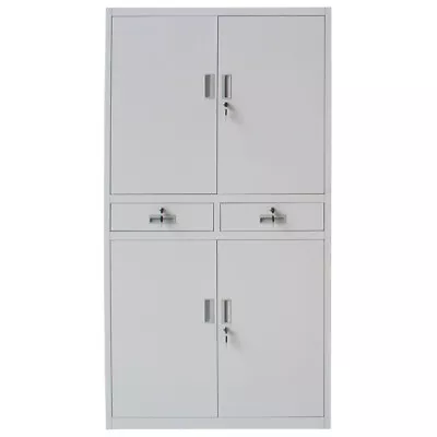 Office Storage Cupboard Metal Filing Cabinet Furniture 2 Drawers 4 Door Lockable • £215.99