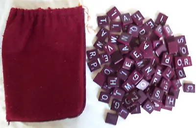 100 Scrabble Tiles Maroon Red Burgundy W White Letters - Crafts Replacement • $17