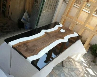 Black Epoxy Table Top Resin Wood Walnut Table Custom Order For Dinning Room • $526.83