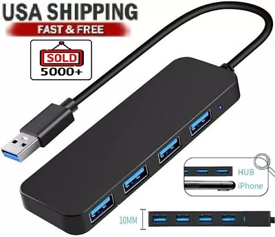 USB 3.0 Hub 4-Port USB Hub USB Splitter USB Expander For Laptops Flash Drive HDD • $7.99