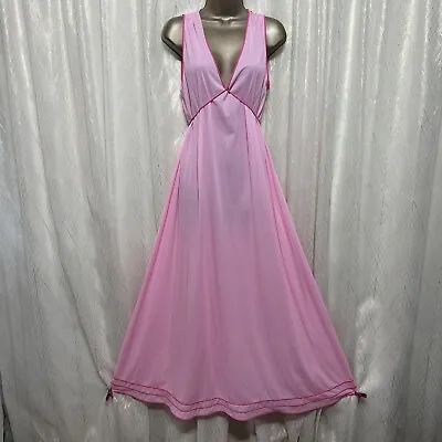 VTG L XL Nightgown Gown Barbie PINK Nylon Negligee SOFT SLINKY Hot Pink   • $79.99