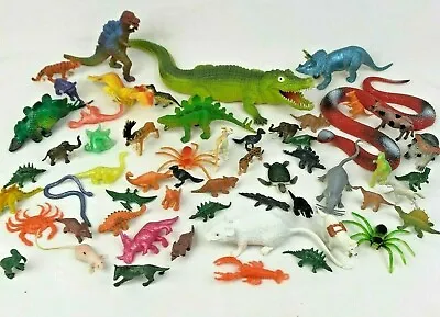 Huge Vintage Plastic 90's Rubber Animals/ Dinosaur Toys (57 Pieces) • $99