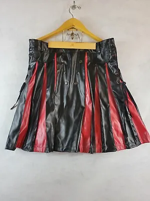 Men's Faux Leather Kilt Red And Black Size L Festival Wear • $39.99