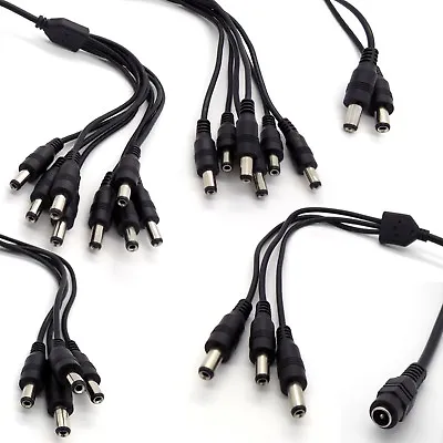 CCTV DC Power Splitter Cable For Camera 12V 2.1mm Female To 2/3/4/5/6/8 Way Male • £5.25