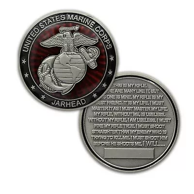 Marine Corps Jarhead Oath This Is My Rifle Ega 1.75  Silver Challenge Coin  • $39.99