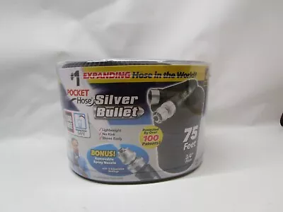 Pocket Hose Silver Bullet Expandable Water Hose 75ft 3/4  Solid Aluminum Fitting • $23.99