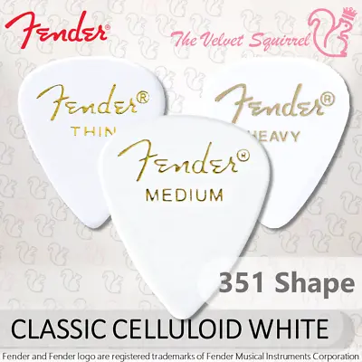 🎸 10x CLASSIC 351-Shaped CELLULOID Guitar Picks 🎸 Genuine Fender® 351R White ⚪ • $18.35