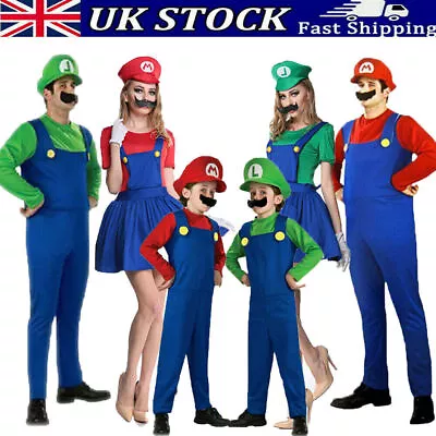 Super Mario Bros Unisex Adult & Kids Outfit Cosplay Costume Fancy Dress • £7.99
