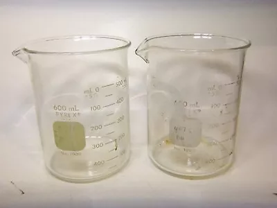 X2 / PYREX GLASS No. 1000  BEAKERS 600 ML VINTAGE  USED • $14.95