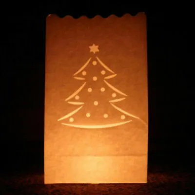  10 X Christmas Tree Luminary Paper Candle Lantern Bags New Year Party Garden   • £3.99