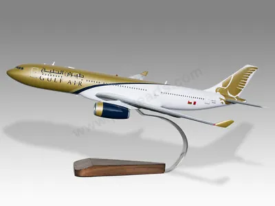 Airbus A330-200 Gulf Air Handmade Solid Kiln Dried Wood Desk Airplane Model • $357.50