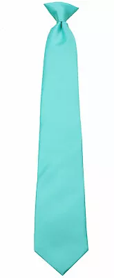 Men's Big & Tall Aqua Solid XL Clip-On Necktie Business Formal Weddings Prom  • $15.95