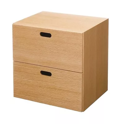 MUJI STACKABLE WOOD CHEST 2 RECTANGULAR DRAWERS OAK 14 X 14 X 11 In FedEx • $284.04