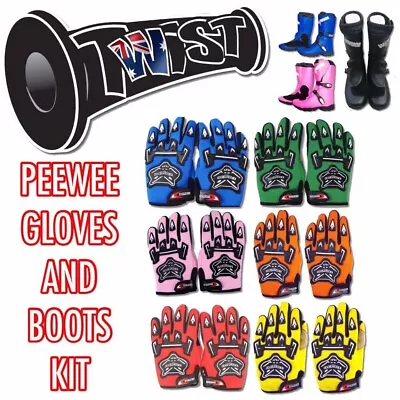 Peewee Jr Kids Mx Dirt Bike Motox Motocross Mx Boots & Gloves Kit Medium • $229