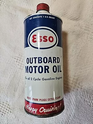 Vintage Esso Outboard Motor Oil 1 Quart Cone Top Can  • $85