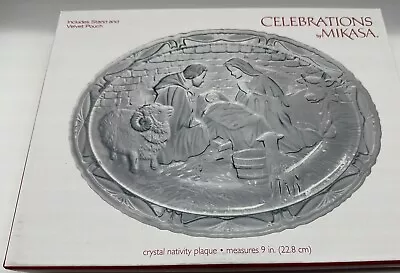 Celebrations By Mikasa Crystal Nativity Clear Etched Glass Plate 7 X9” In Box • $12