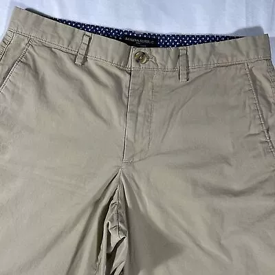 Banana Republic Mens Khaki Aiden Flat Front 9  Inseam Chino Shorts - Size 32 • $14