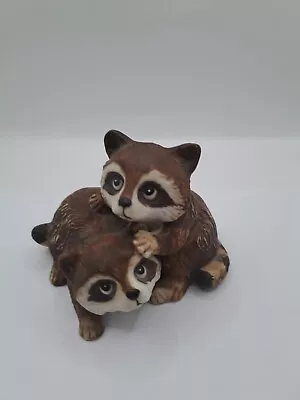 Vintage HOMCO Baby Raccoons #1454 Figurine 4.25 L 3 W 3.25 H EUC Collectible  • $6