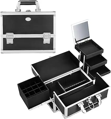 Makeup Train Case Organizer Box Professional Multi-Purpose Cosmetic Storage With • $60.14